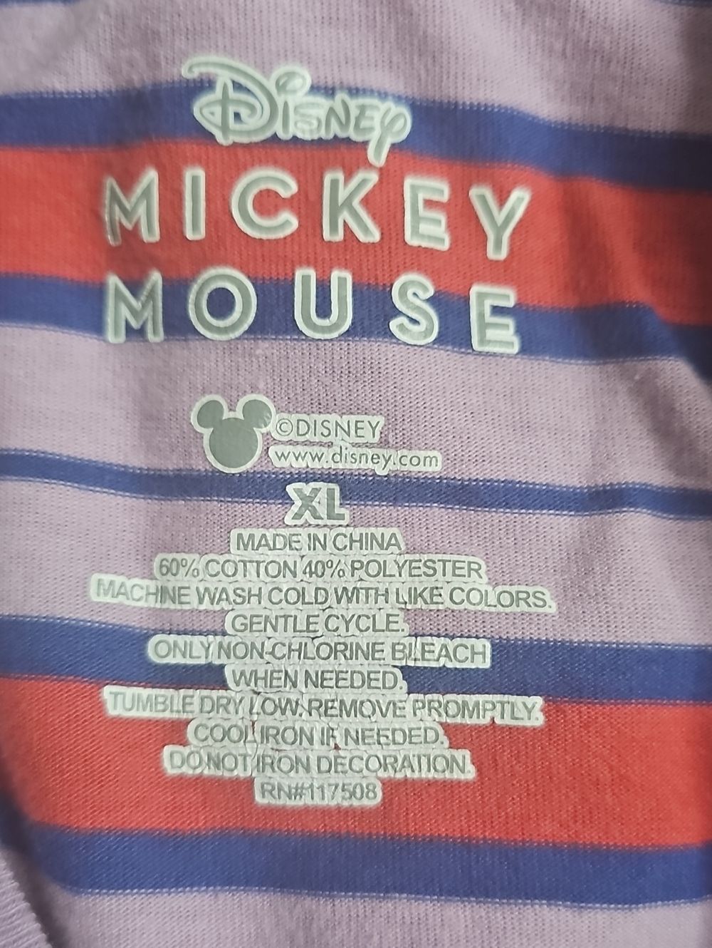 Disney Mickey Mouse Lavender & Pink Striped Short Sleeve Tee - Picture 4 of 4
